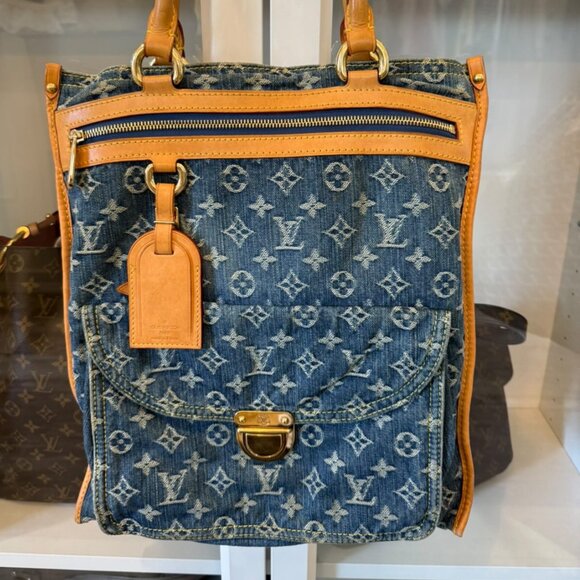 Louis Vuitton Sac Plat Denim Shopping Tote - Picture 1 of 12